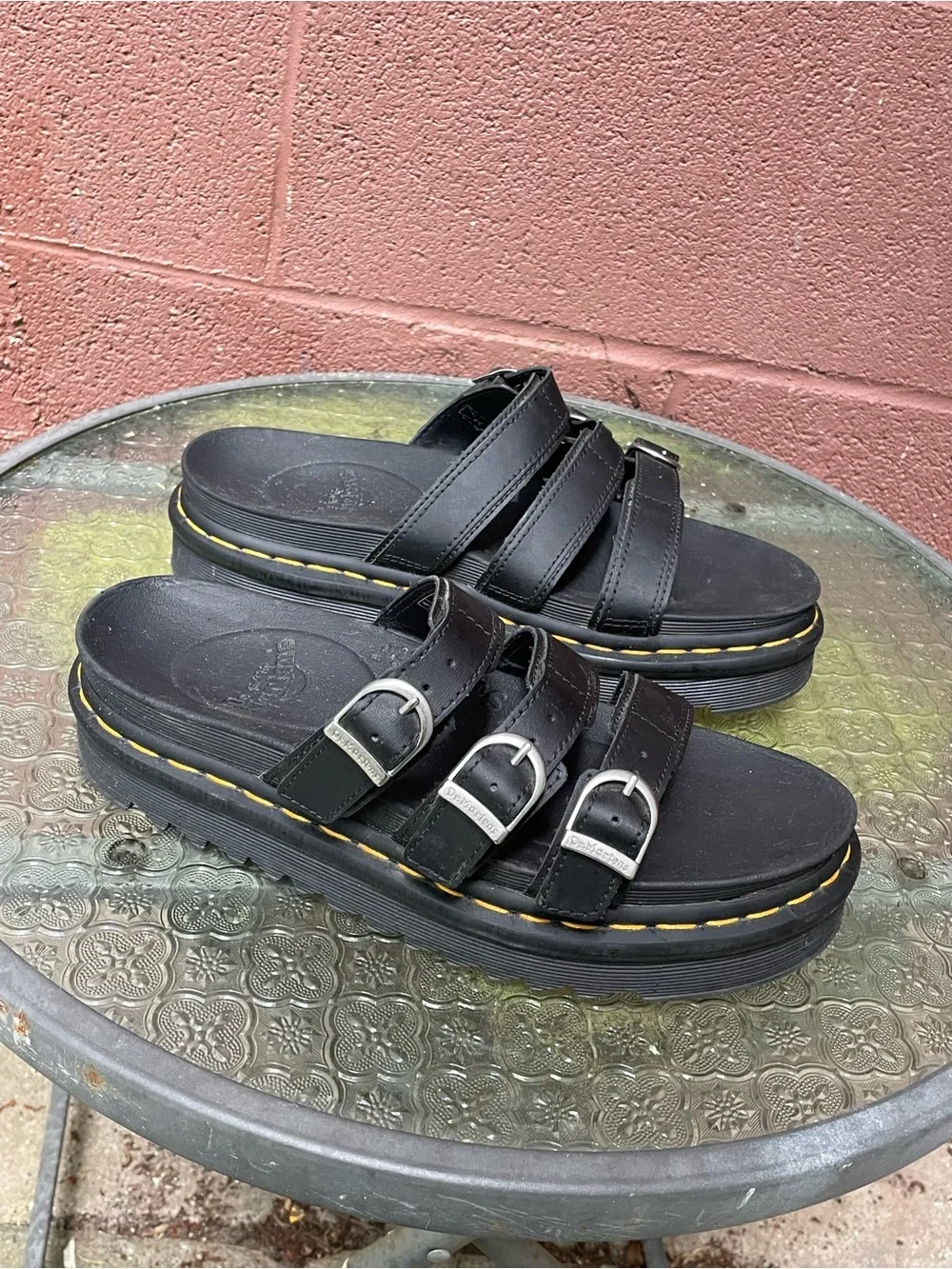 Dr Martens Blaire Slide Platform Black Sandals Size 8